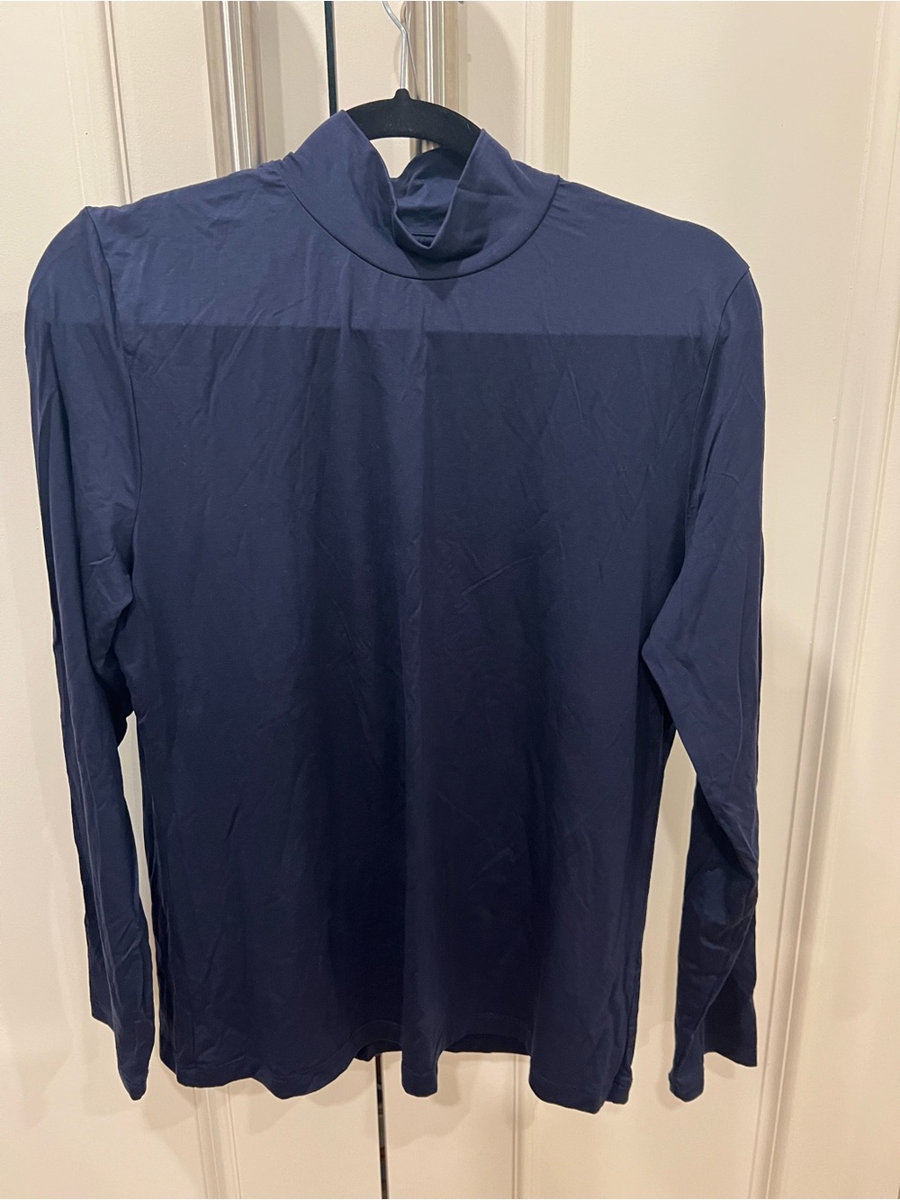 Organic Basics Navy Long-Sleeve Mock Neck Top